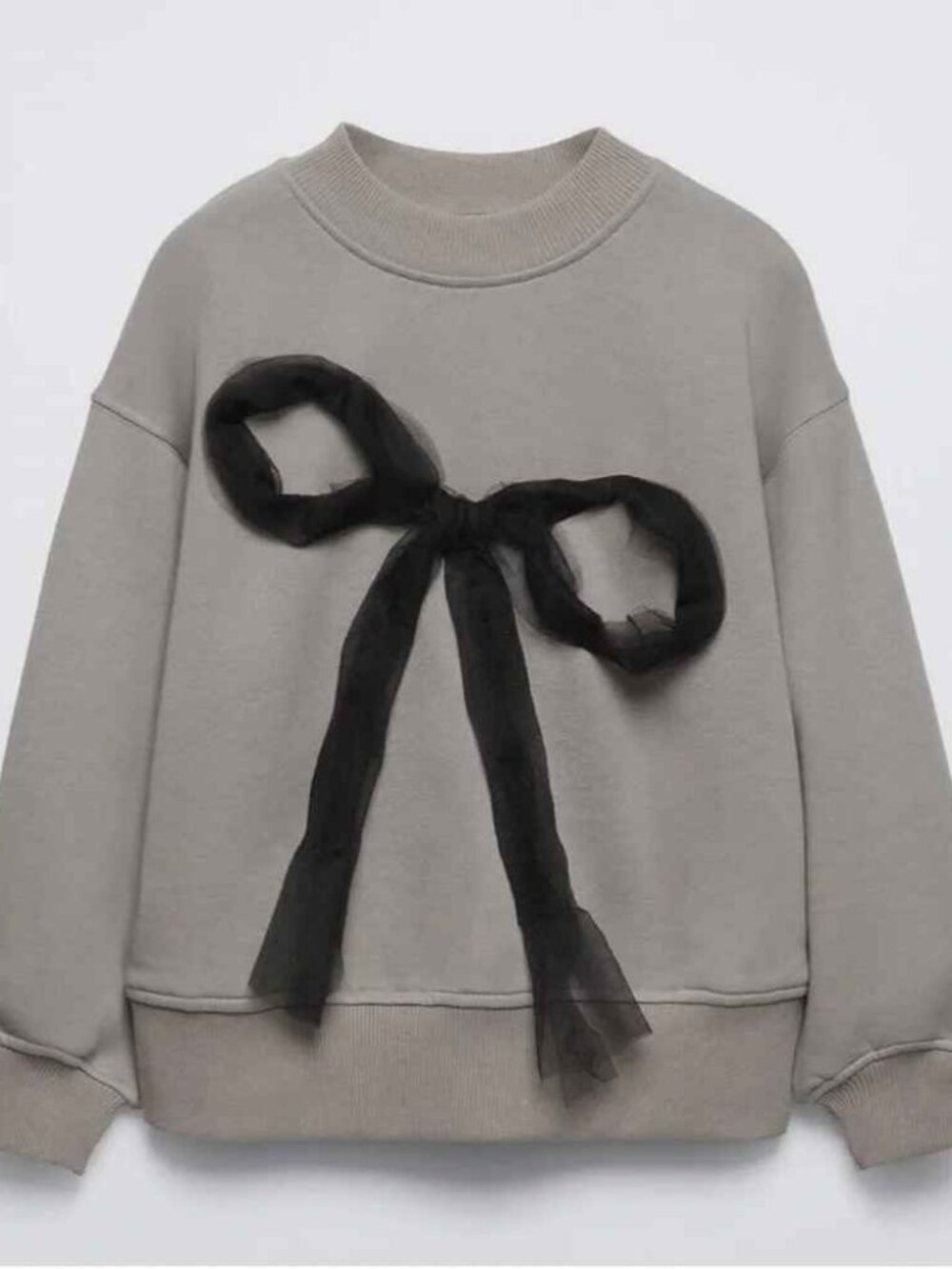 GORGEOUS Zara Gray Sweatshirt with Black Bow SIZE 8-9